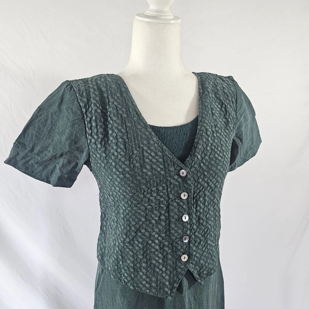 Vintage Rabbit Rabbit Rabbit Designs Button Front Dress - Picture 3 of 13